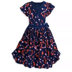 Disney Mulan Mushu Floral Icons Allover Print Wrap Dress Size 7/8